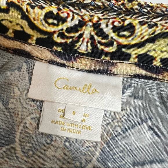 Camilla Printed Midi Jersey Dress in Leopard Animal Print Floral Sz 8 - Picture 11 of 11